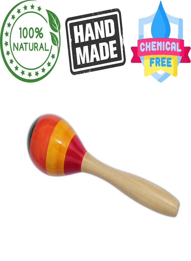 Gift Equals Love Wooden Hand Crafted Baby Rattles 2 pcs Babies, Infants, Non Toxic Finished Safely Handcrafted with Nice Sound Making Toy- Multi Color (Egg Shaker) - Image 2